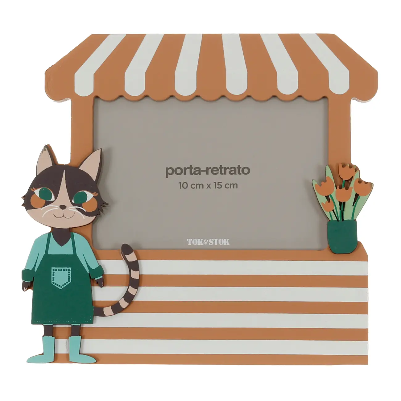 PORTA-RETRATO 10 CM X 15 CM FEIRA DOS BICHOS - MANJERICÃO/CASCA DE URUCUM - Foto 1