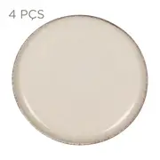 JOGO DE PRATO SOBREMESA C/4 PEÇAS FINEST - AREIA/ARGILA - Foto 1