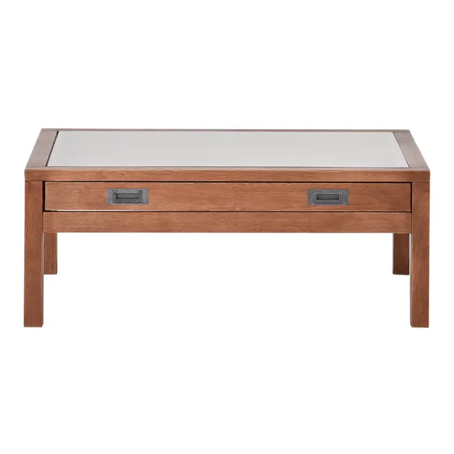 MESA DE CENTRO 96 CM X 65 CM ARMAZÉM - NOZES/INCOLOR - Foto 1