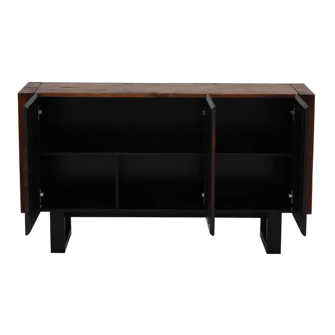 BUFFET 3 PORTAS 1,35 M X 40 CM NIARA - NOZES RÚSTICO/PRETO - Foto 4