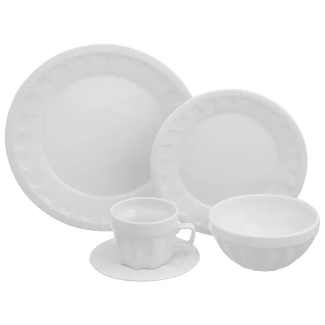 APARELHO DE JANTAR 20 PEÇAS PINGADA - BRANCO - Foto 1