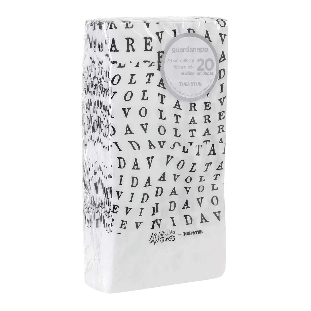 GUARDANAPO 39 CM X 39 CM PACOTE COM 20 PEÇAS TUDO OU TUDO - BRANCO/PRETO - Foto 2