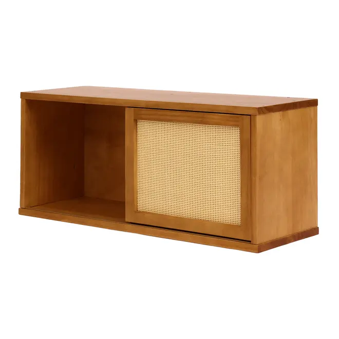 NICHO 1 PORTA DE CORRER COM PALHINHA 34 CM X 80 CM X 25 CM PALHANDI - AMÊNDOA/NATURAL - Foto 4