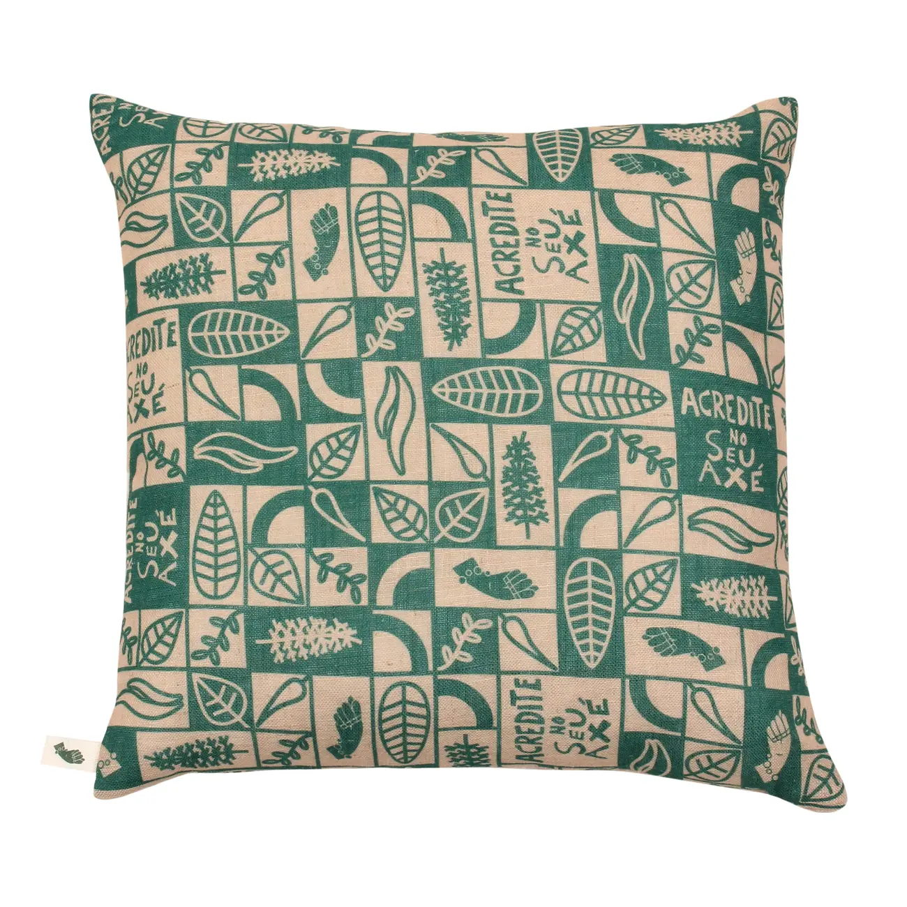 ALMOFADA 50 CM X 50 CM SETE ERVAS AXÉ - VERDE/ARGILA CRUA - Foto 2