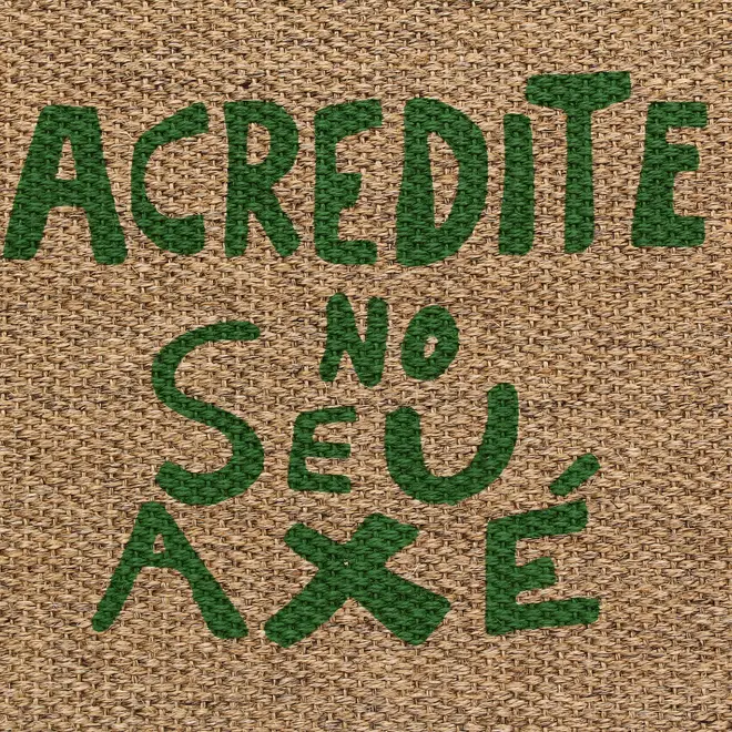 CAPACHO 45 CM X 75 CM SETE ERVAS AXÉ - FIBRA CLARA/VERDE - Foto 2