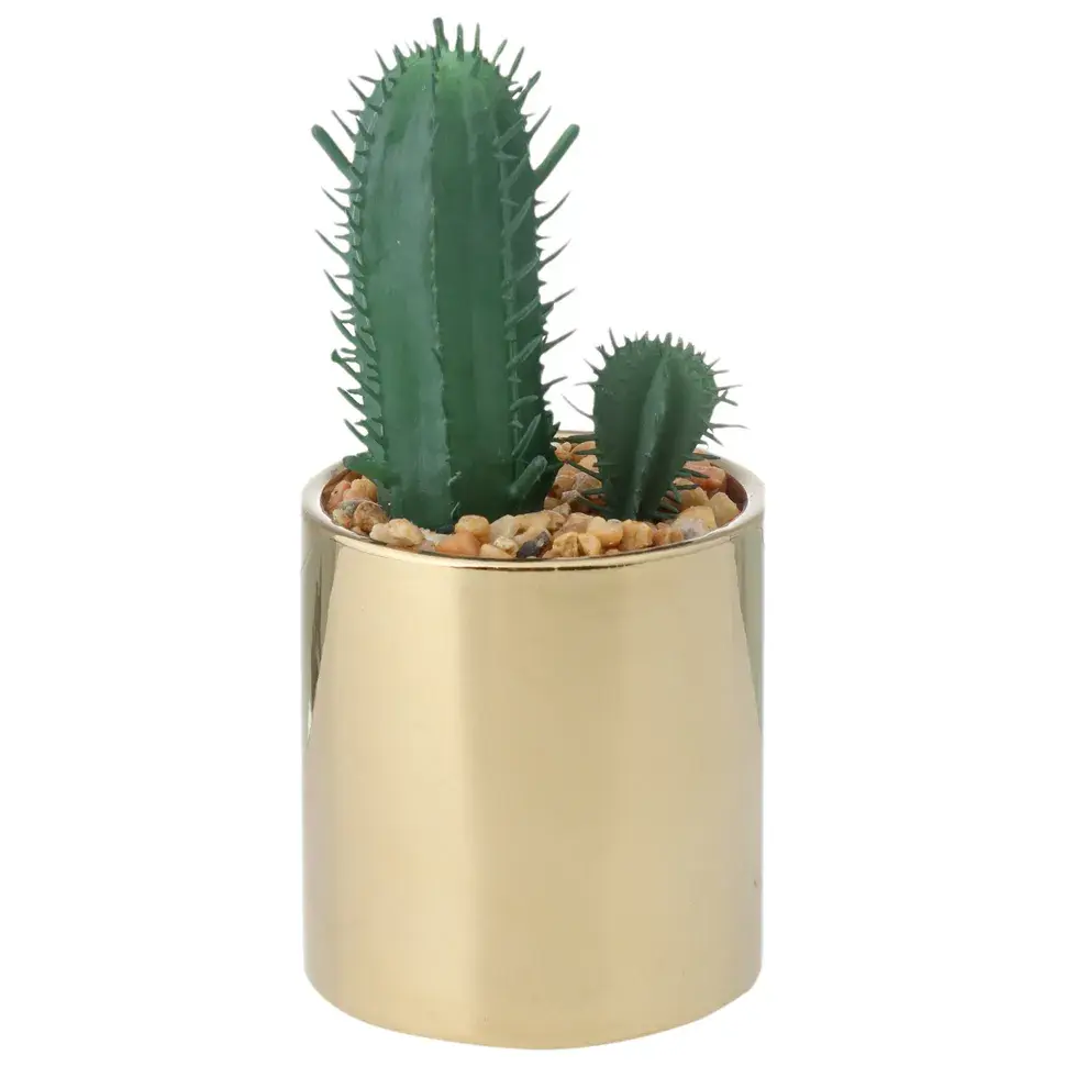 MINI ARRANJO RIQUEZ CACTO CEREUS - OURO/VERDE - Foto 1