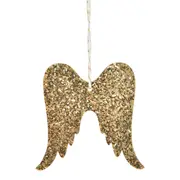 PINGENTE ASAS GLITTER 7 CM NATAL ASTRAL - DOURADO - Foto 1