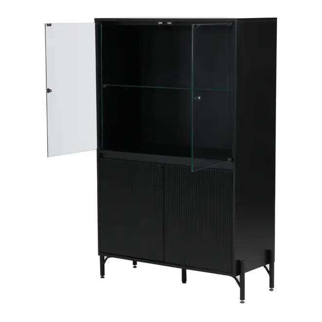 CRISTALEIRA 4 PORTAS 90X139 RIBS - PRETO/INCOLOR - Foto 8