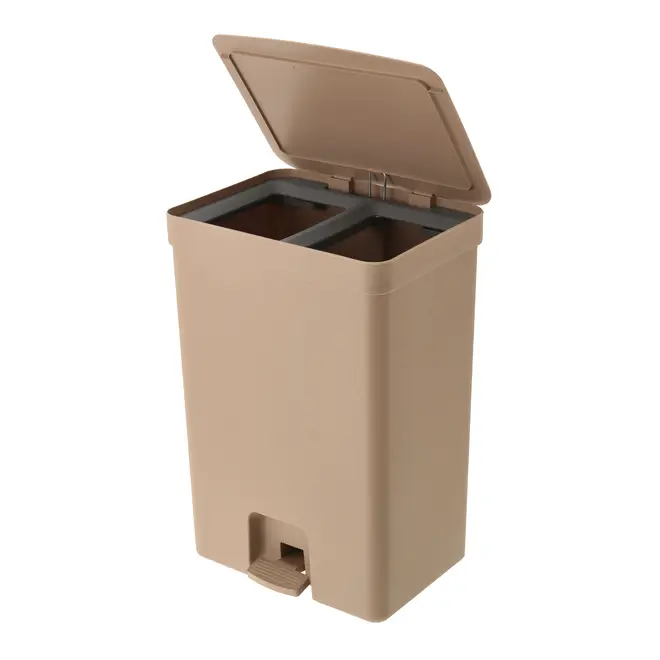 LIXEIRA DUPLA COM PEDAL 30 L TRIUM - CAMELO/CINZA - Foto 3