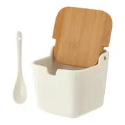 SALEIRO COM TAMPA 9 CM AREIAL - BRANCO/BAMBU - Foto 6
