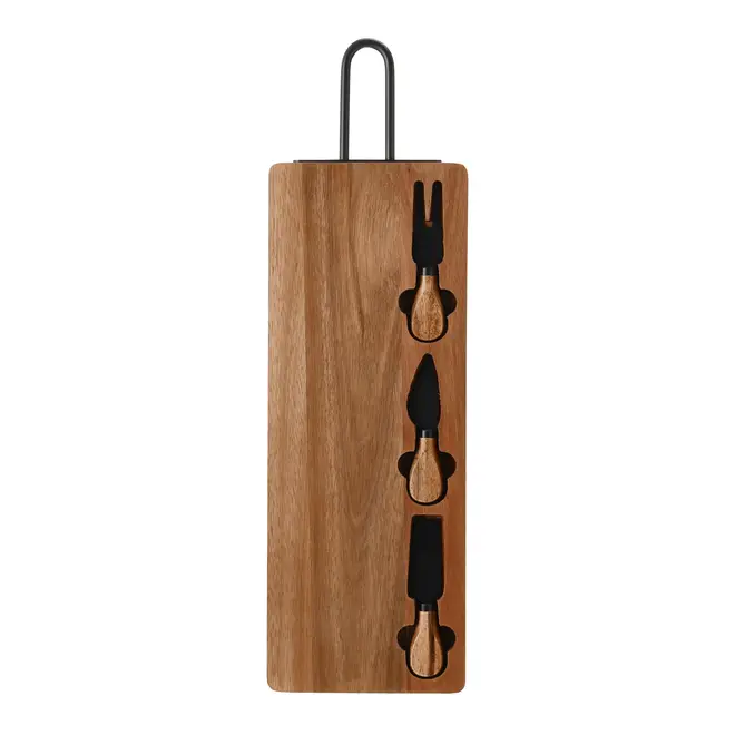 KIT UTENSÍLIOS PARA QUEIJO ACÁCIA FORJ - ACÁCIA/PRETO - Foto 1