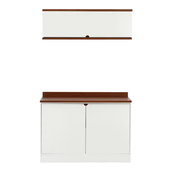ARMÁRIO DE COZINHA COMPLETO 3 PEÇAS POAH - BRANCO/NOZES - Foto 1