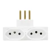 ADAPTADOR COM 2 SAÍDAS/2 PLUGUES/FIO TERRA E SAÍDAS USB CONNECT - BRANCO - Foto 2