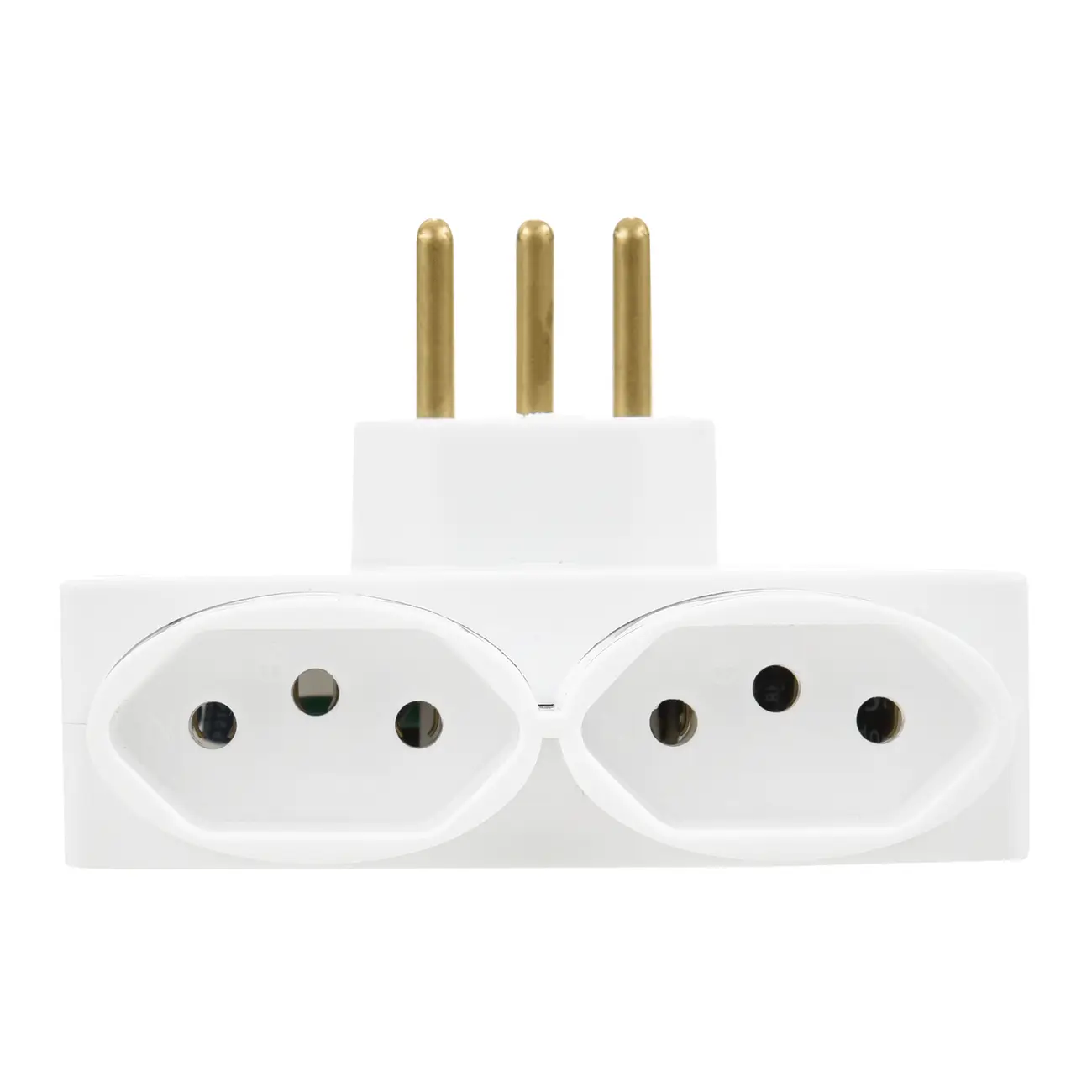 ADAPTADOR COM 2 SAÍDAS/2 PLUGUES/FIO TERRA E SAÍDAS USB CONNECT - BRANCO - Foto 2