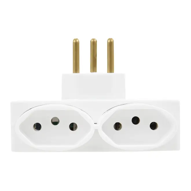 ADAPTADOR COM 2 SAÍDAS/2 PLUGUES/FIO TERRA E SAÍDAS USB CONNECT - BRANCO - Foto 2