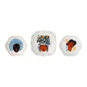 PRATO DECORATIVO CONJUNTO COM 3 PEÇAS MULHER PÁSSARO - BRANCO/MULTICOR - Foto 1