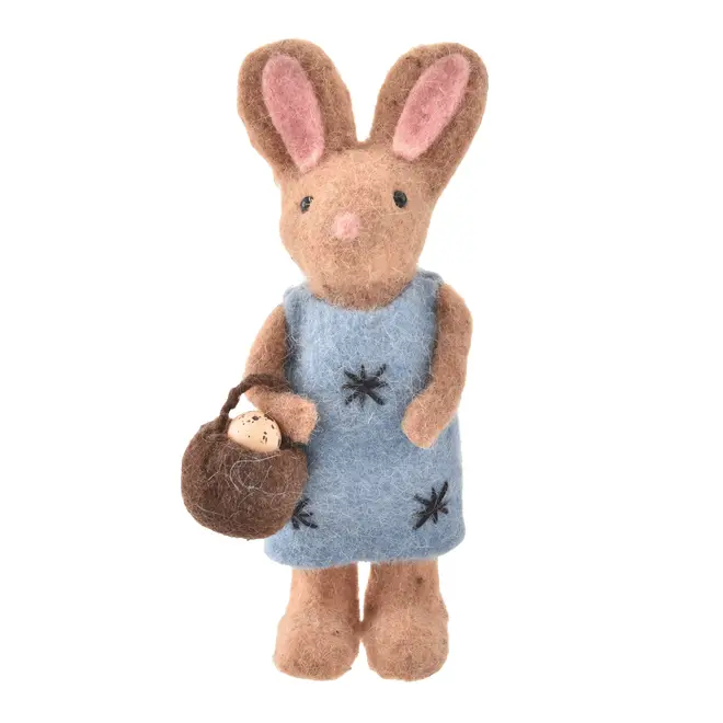 COELHO COM CESTO 25 CM PASCOQUETTE - BLEU CENDRÉ/MARROM - Foto 1