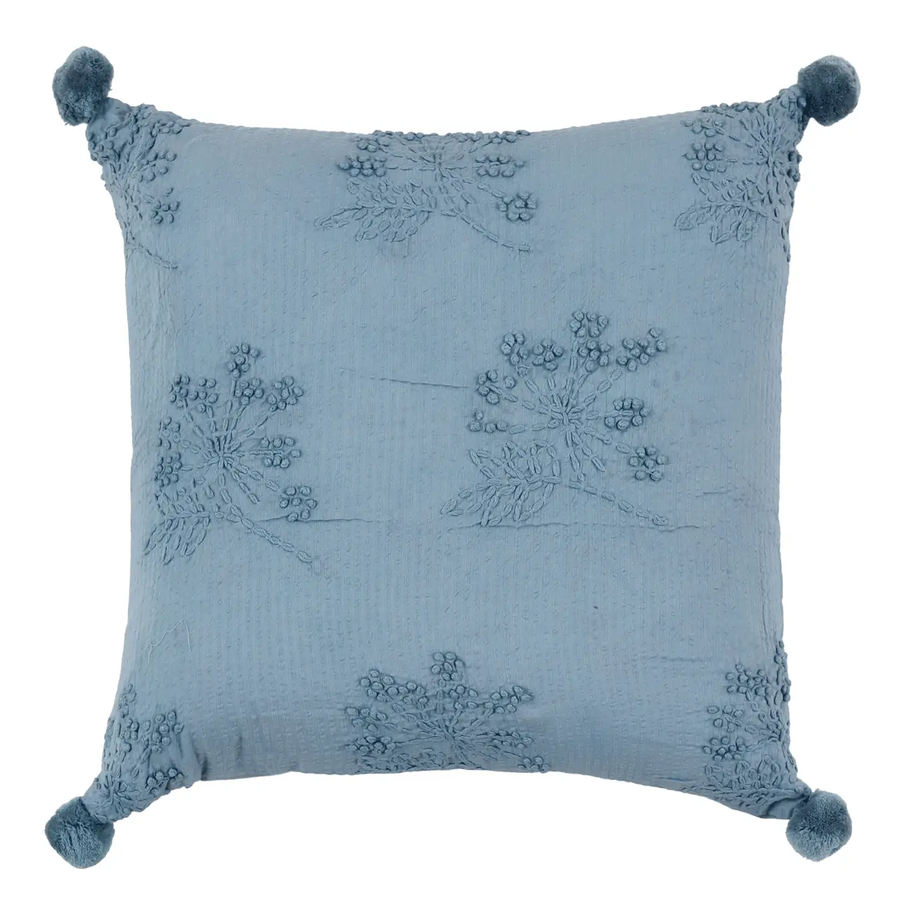 ALMOFADA 45 CM X 45 CM CHEZ MOI FLEUR - BLEU CENDRÉ - Foto 1