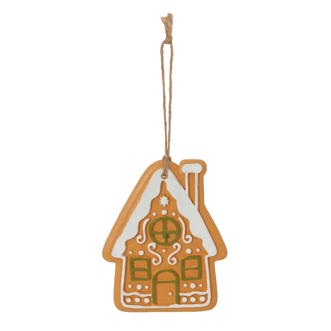 PINGENTE GINGERHOUSE 11 CM VILAREJO NOEL - MULTICOR/CIPRESTE - Foto 1