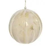 PINGENTE BOLA PINCELADA 10 CM NATAL ASTRAL - CREAM/DOURADO - Foto 1