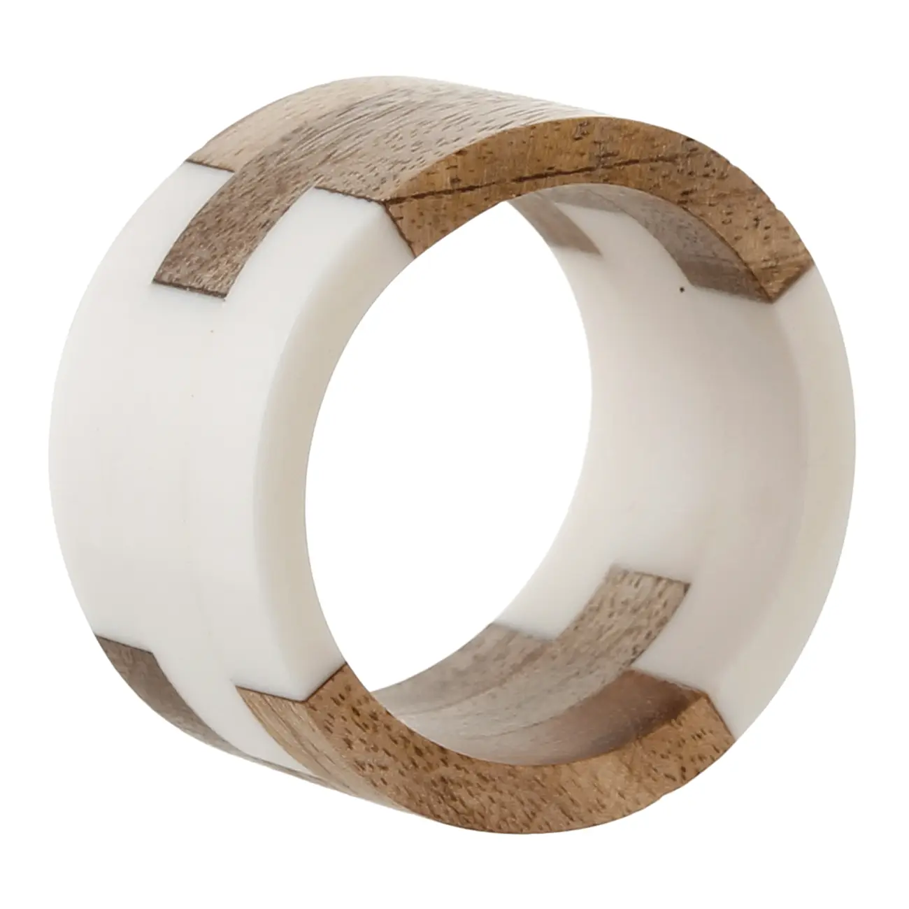ARGOLA PARA GUARDANAPO CONJUNTO COM 2 PEÇAS MANGO - CASTANHO/OFF WHITE - Foto 1