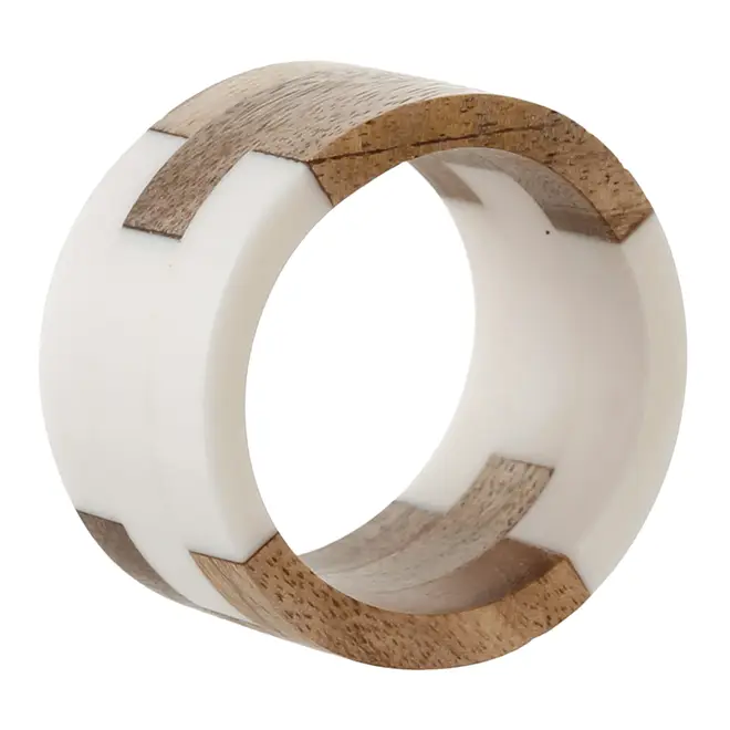ARGOLA PARA GUARDANAPO CONJUNTO COM 2 PEÇAS MANGO - CASTANHO/OFF WHITE - Foto 1