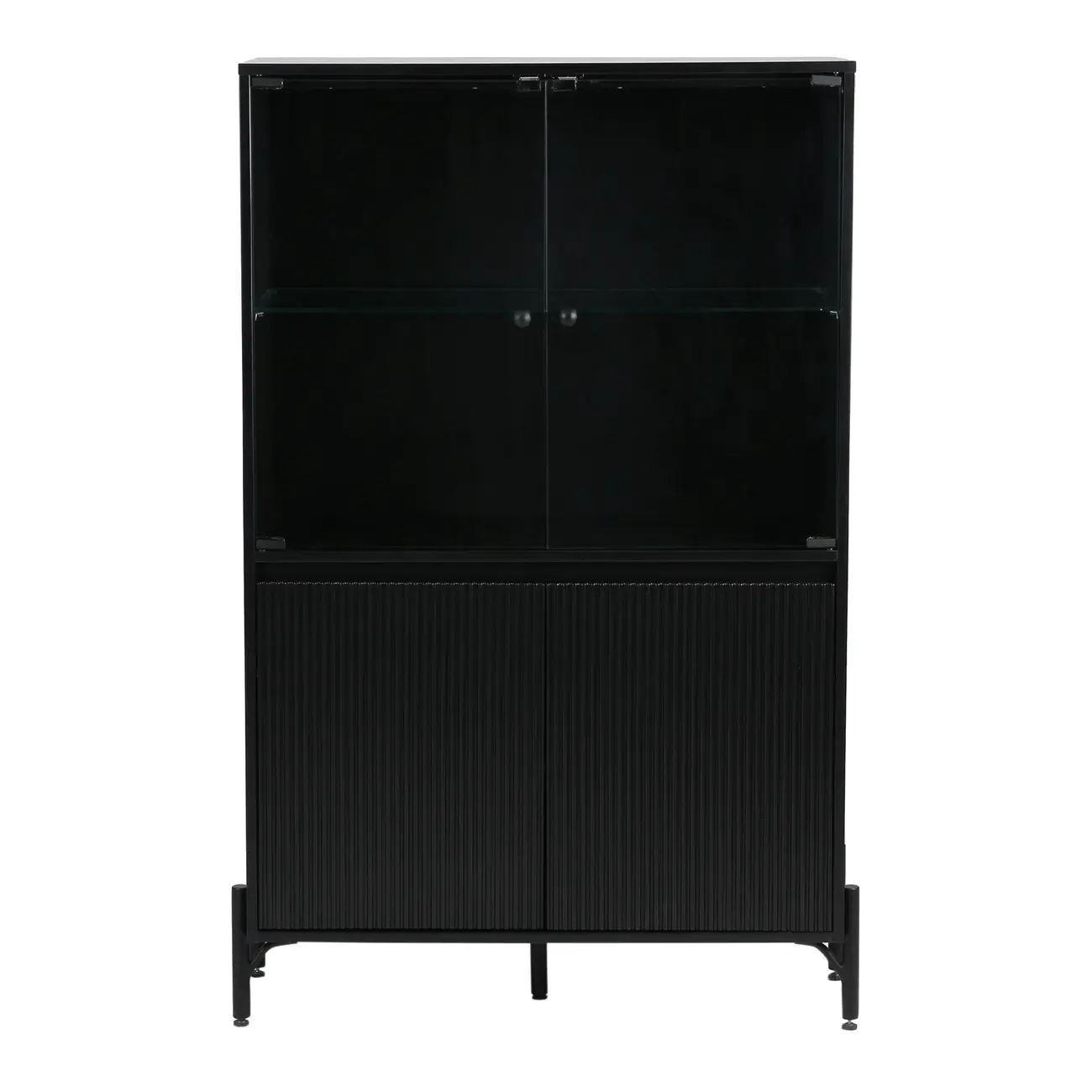 CRISTALEIRA 4 PORTAS 90X139 RIBS - PRETO/INCOLOR - Foto 1