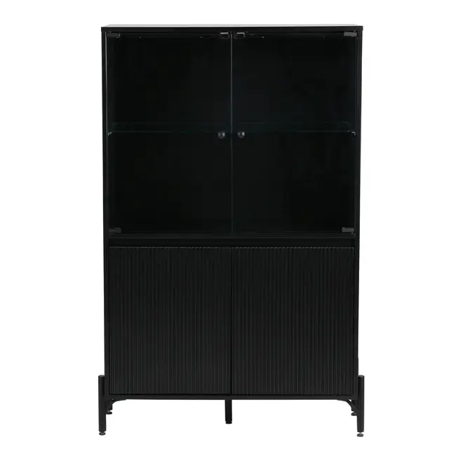 CRISTALEIRA 4 PORTAS 90X139 RIBS - PRETO/INCOLOR - Foto 1