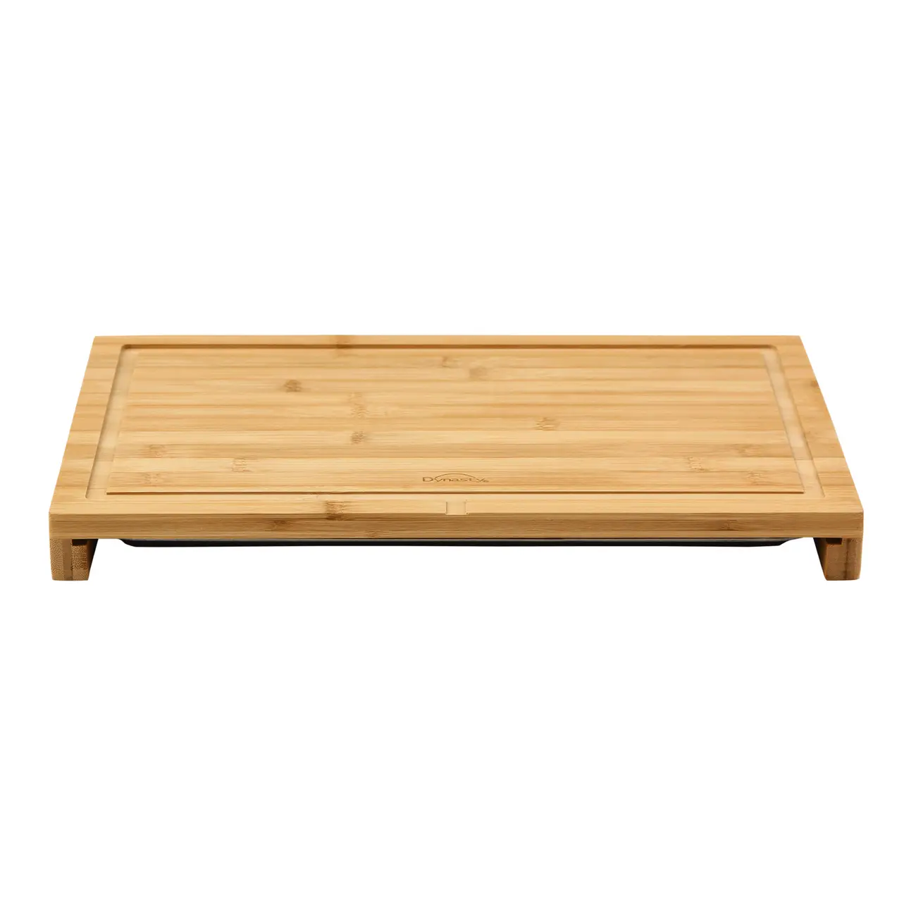 TÁBUA COM BANDEJA 47 CM X 30 CM BAMBOO - BAMBU/INOX - Foto 1