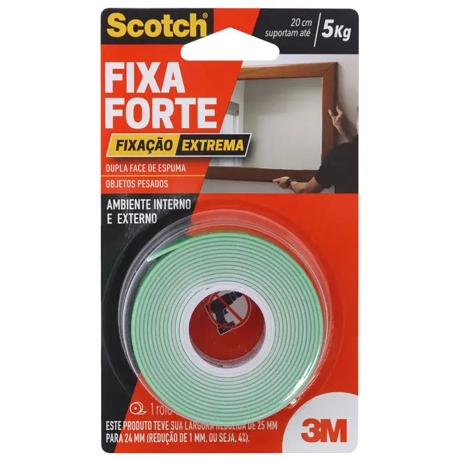 FITA FIXA FORTE EXTREME 2,4 CM X 2 M 3M - BRANCO - Foto 3