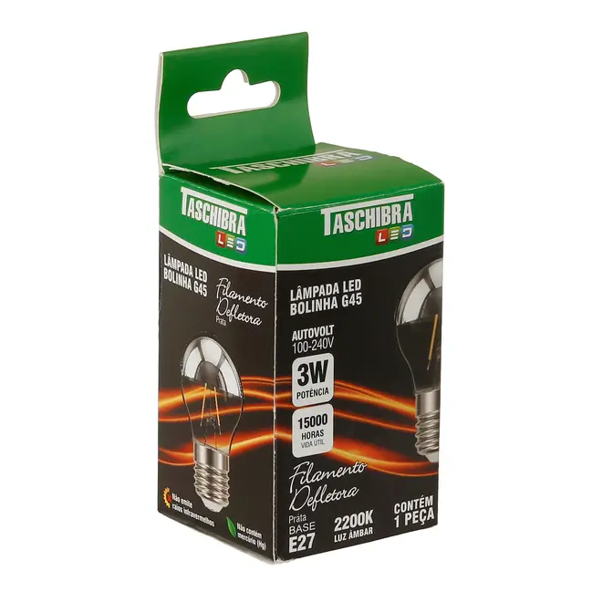 LÂMPADA LED FILAMENTO DEFLETORA ESPELHADA BOLINHA 3W 2200K E27 127/220V - AMARELO - Foto 3