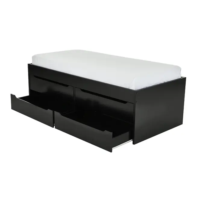 CAMA DE SOLTEIRO ALTA COM 4 GAVETAS 88 CM JOKER - PRETO - Foto 2
