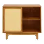 CÔMODA 4 GAVETAS/1 PORTA DE CORRER COM PALHINHA 90 CM X 40 CM PALHANDI - AMÊNDOA/NATURAL - Foto 3