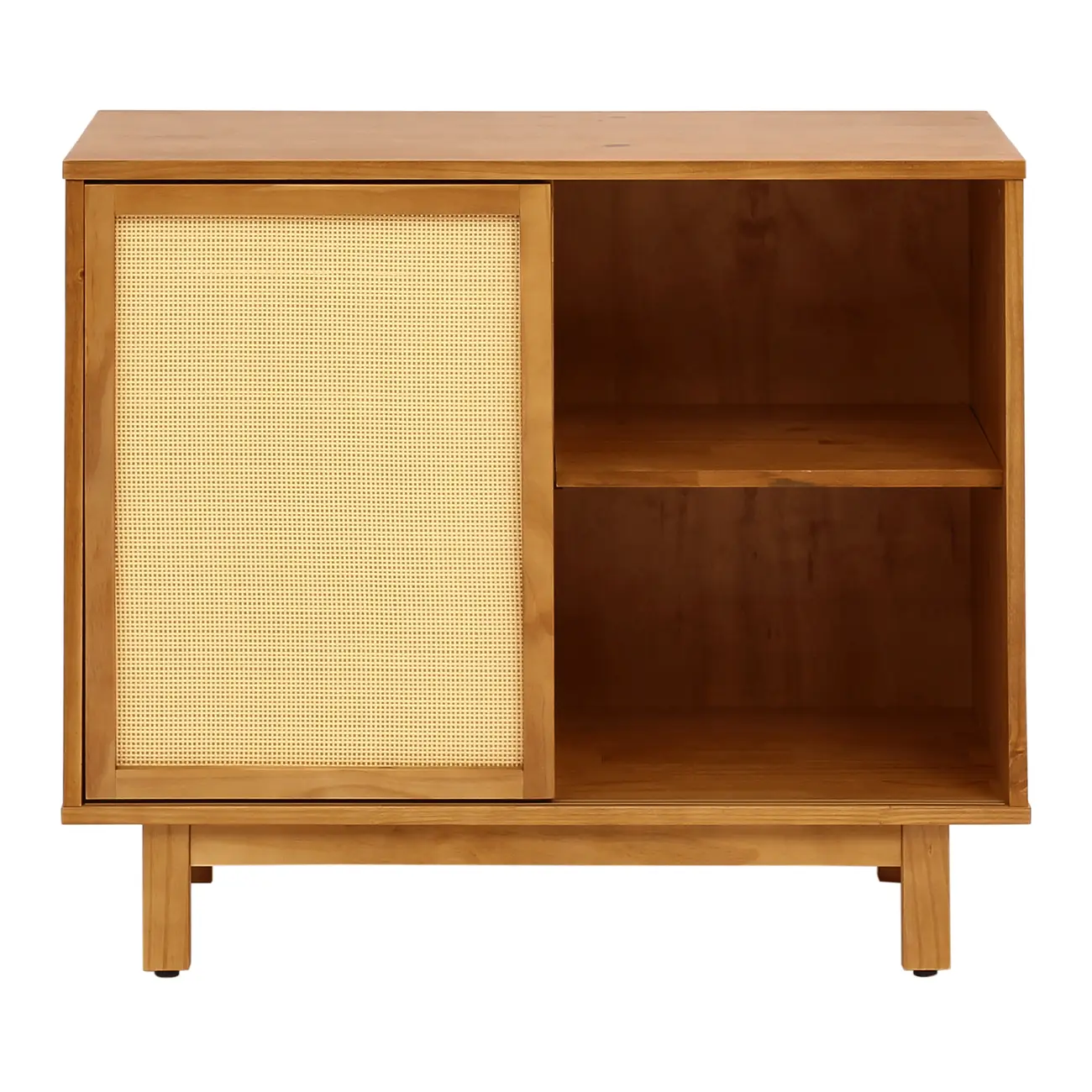 CÔMODA 4 GAVETAS/1 PORTA DE CORRER COM PALHINHA 90 CM X 40 CM PALHANDI - AMÊNDOA/NATURAL - Foto 3