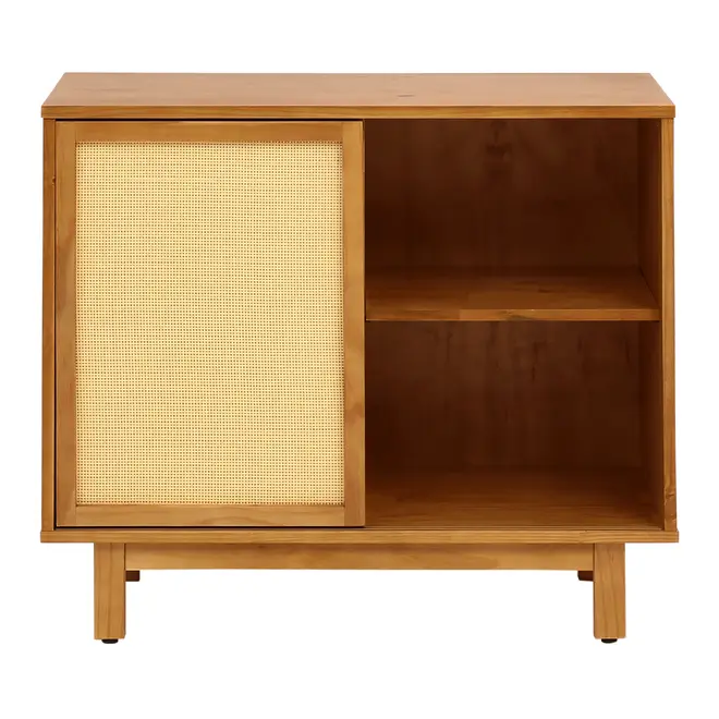 CÔMODA 4 GAVETAS/1 PORTA DE CORRER COM PALHINHA 90 CM X 40 CM PALHANDI - AMÊNDOA/NATURAL - Foto 3