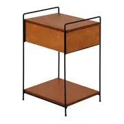 MESA DE CABECEIRA 1 GAVETA COM PALHINHA VIERNES - PRETO/NOZES - Foto 5