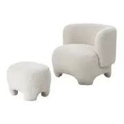 POLTRONA COM PUFF GUINEA - BOUCLÉ NATURAL - Foto 1