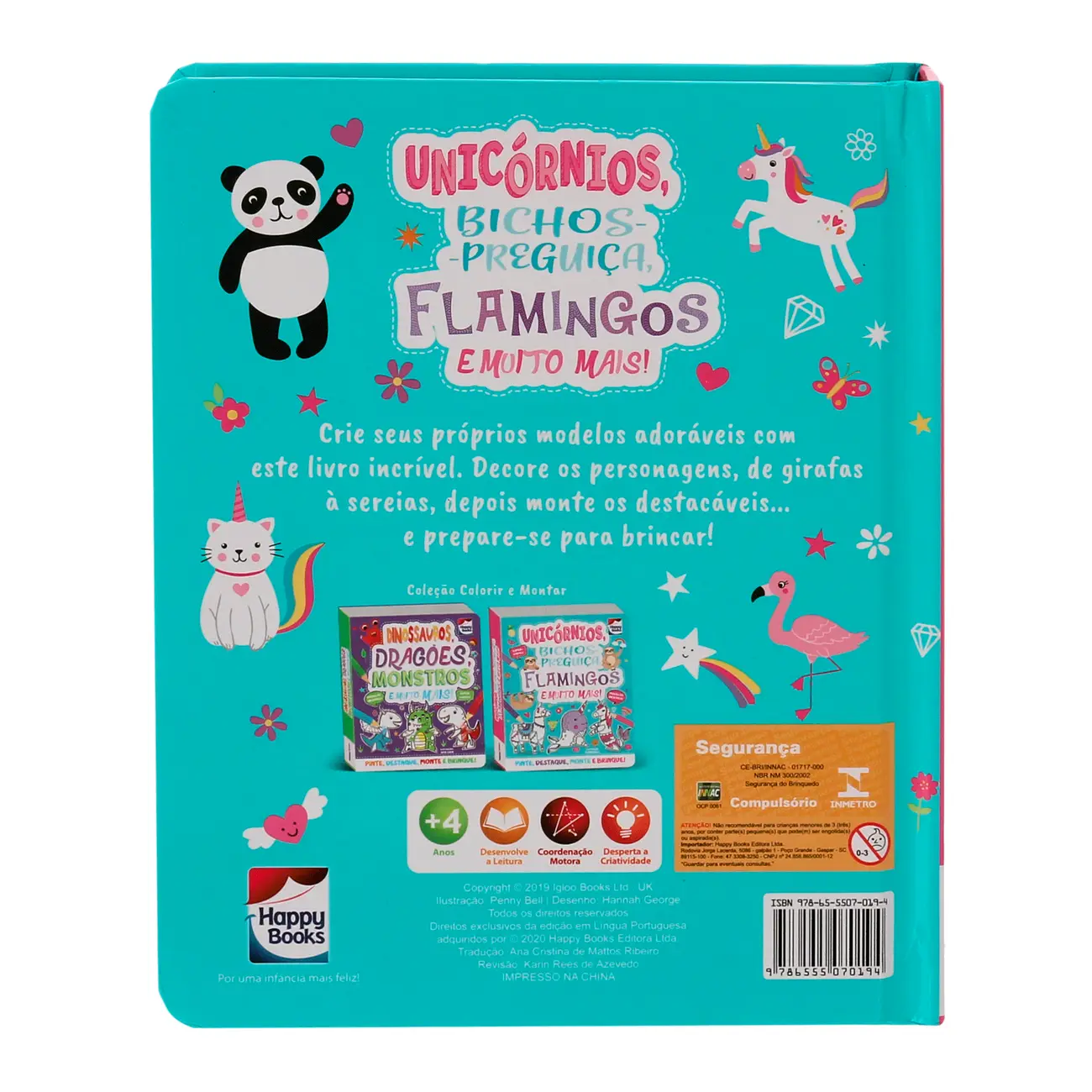 COLORIR E MONTAR: UNICORNIOS, BICHOS-PREGUICA, FLAMINGOS LIVRO INFANTIL - MULTICOR - Foto 4