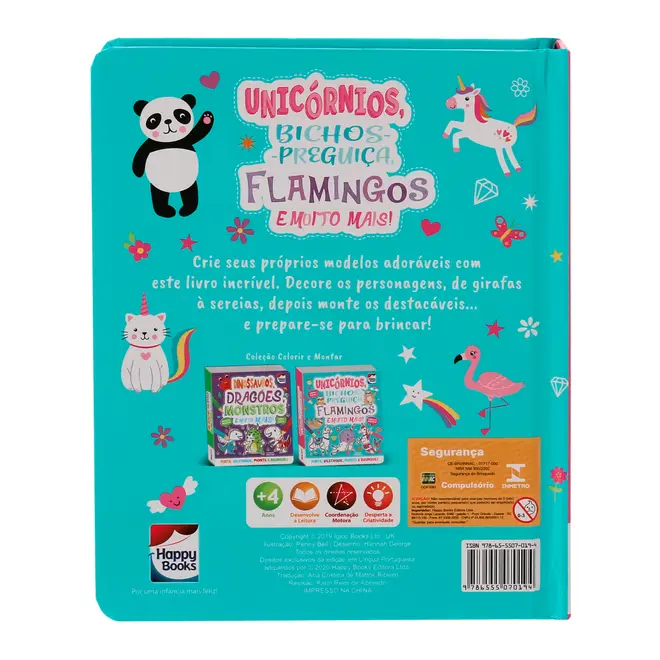 COLORIR E MONTAR: UNICORNIOS, BICHOS-PREGUICA, FLAMINGOS LIVRO INFANTIL - MULTICOR - Foto 4