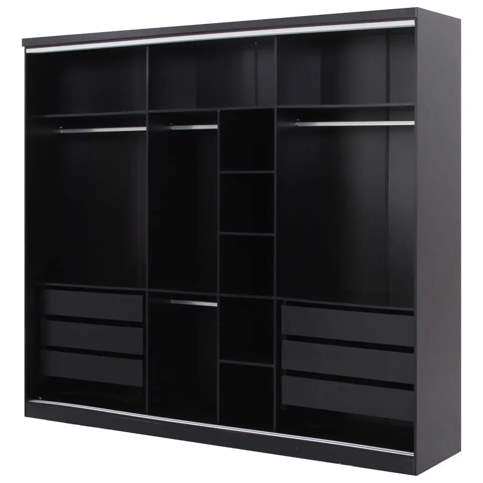 ESTRUTURA DE GUARDA-ROUPA DE CASAL 3 PORTAS FRIZ - PRETO - Foto 2