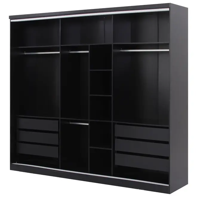 ESTRUTURA DE GUARDA-ROUPA DE CASAL 3 PORTAS FRIZ - PRETO - Foto 2