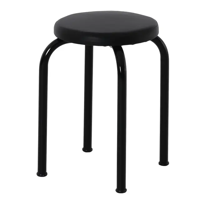 BANQUINHO EMPILHÁVEL TUBULAR - PRETO/PRETO - Foto 1