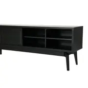 RACK 2 PORTAS DE CORRER 1,80 M X 40 CM COM PALHINHA ARES - EBANIZADO/PRETO - Foto 4