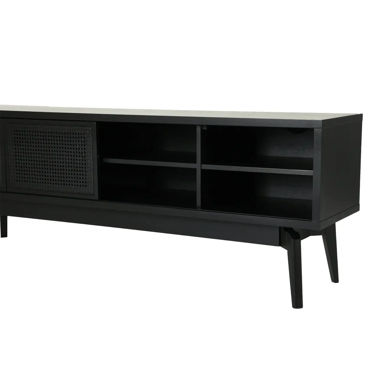 RACK 2 PORTAS DE CORRER 1,80 M X 40 CM COM PALHINHA ARES - EBANIZADO/PRETO - Foto 4