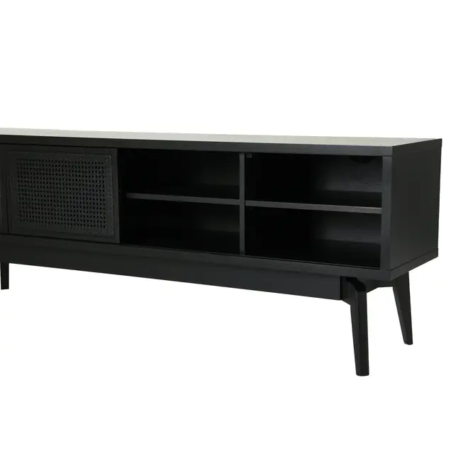 RACK 2 PORTAS DE CORRER 1,80 M X 40 CM COM PALHINHA ARES - EBANIZADO/PRETO - Foto 4