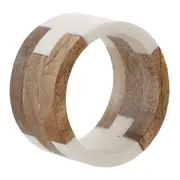 ARGOLA PARA GUARDANAPO CONJUNTO COM 2 PEÇAS MANGO - CASTANHO/OFF WHITE - Foto 2