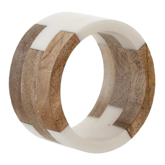 ARGOLA PARA GUARDANAPO CONJUNTO COM 2 PEÇAS MANGO - CASTANHO/OFF WHITE - Foto 2