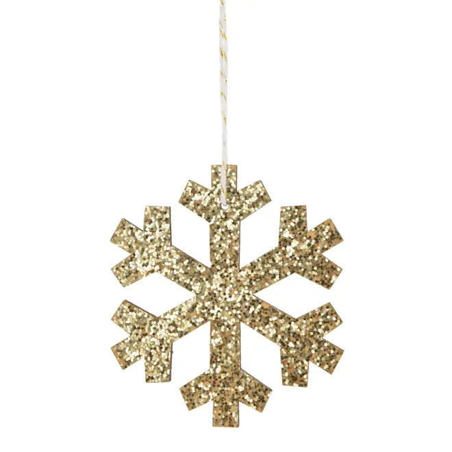PINGENTE FLOCO GLITTER 10 CM NATAL ASTRAL - DOURADO - Foto 1