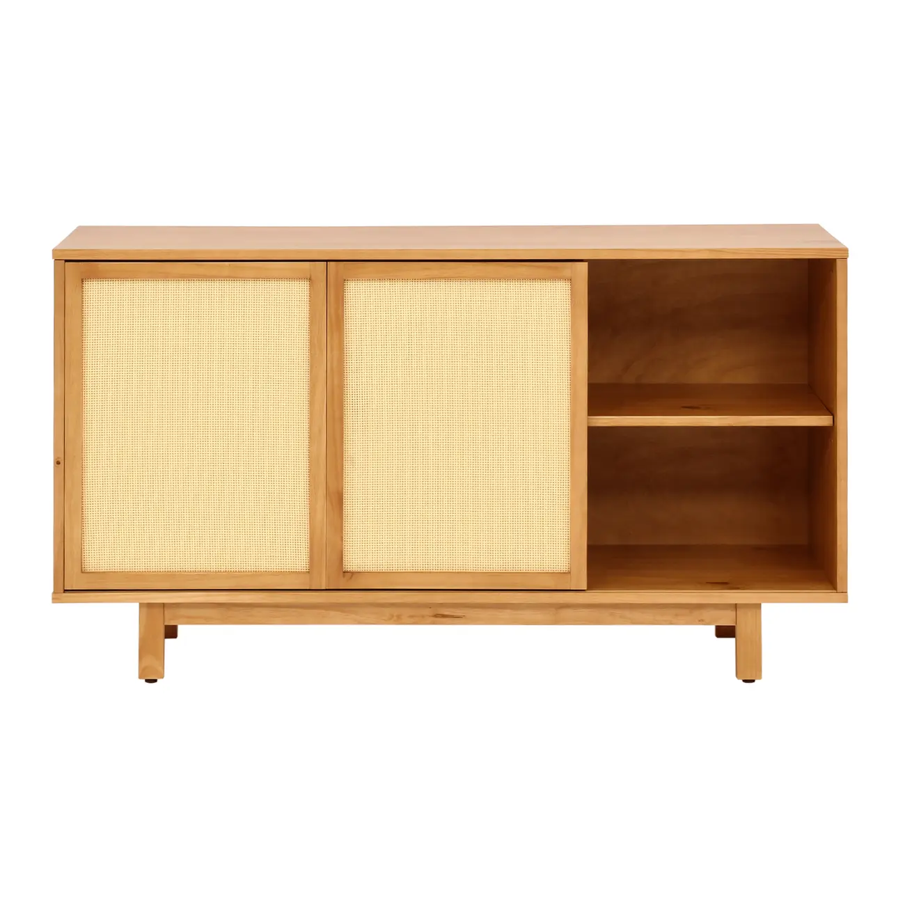 BUFFET 2 PORTAS DE CORRER COM PALHINHA 1,40 M X 40 CM PALHANDI - AMÊNDOA/NATURAL - Foto 3