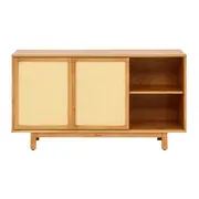 BUFFET 2 PORTAS DE CORRER COM PALHINHA 1,40 M X 40 CM PALHANDI - AMÊNDOA/NATURAL - Foto 3
